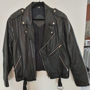 Men's Genuine Leather Motorcycle Jacket - Size L